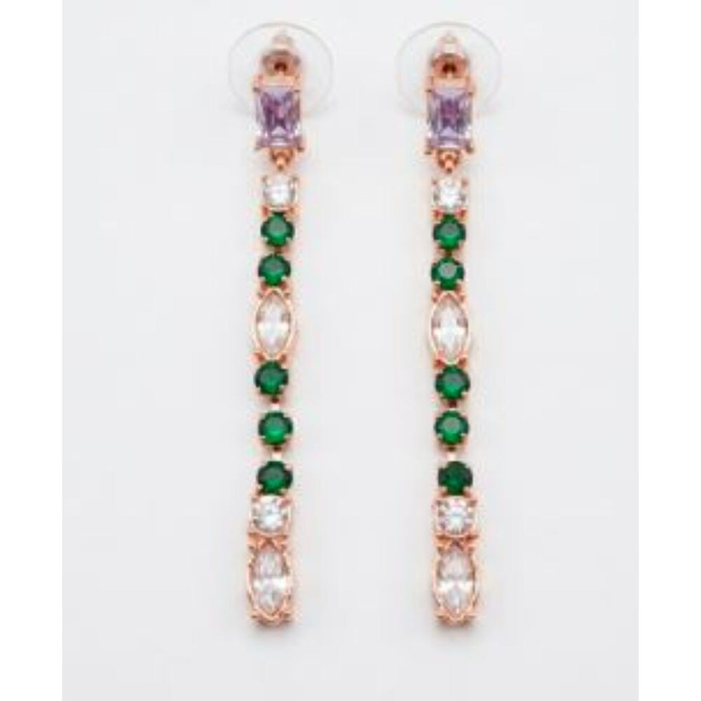 Lee Angel Women's Multi Color Emerald Amethyst Gemstone Drop Earrings NWT 98